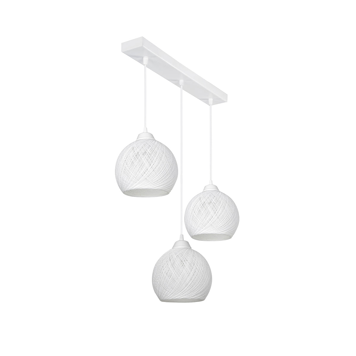GloboStar® YASAM 203-0027 Vintage Κρεμαστό Φωτιστικό Σχοινί Τρίφωτο 3 x E27 IP20 Λευκό Σχοινί - Μ55 x Π25 x Υ80cm - ledmania.gr