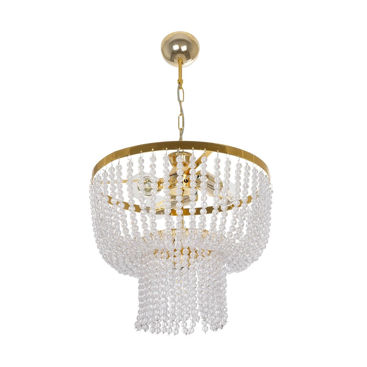 GLOBOSTAR® CRYSTAL 203-0028 Κλασικό Κρεμαστό Φωτιστικό Οροφής με Ντουί 3 x E27 AC 220-240V IP20 - Χρυσό & Διάφανο - Μ41 x Π41 x Υ40cm - ledmania.gr