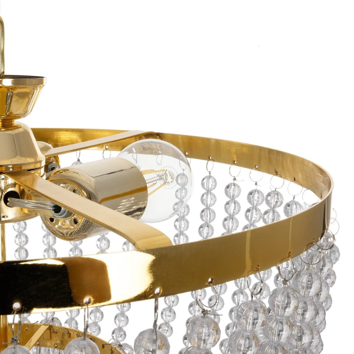 GLOBOSTAR® CRYSTAL 203-0028 Κλασικό Κρεμαστό Φωτιστικό Οροφής με Ντουί 3 x E27 AC 220-240V IP20 - Χρυσό & Διάφανο - Μ41 x Π41 x Υ40cm - ledmania.gr