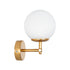 GloboStar® DALPH 203-0029 Vintage Επιτοίχιο Φωτιστικό Απλίκα Μονόφωτο 1 x E27 IP20 Χρυσό Μέταλλο με Λευκό Γυαλί - M18 x Π15 x Υ23cm - ledmania.gr
