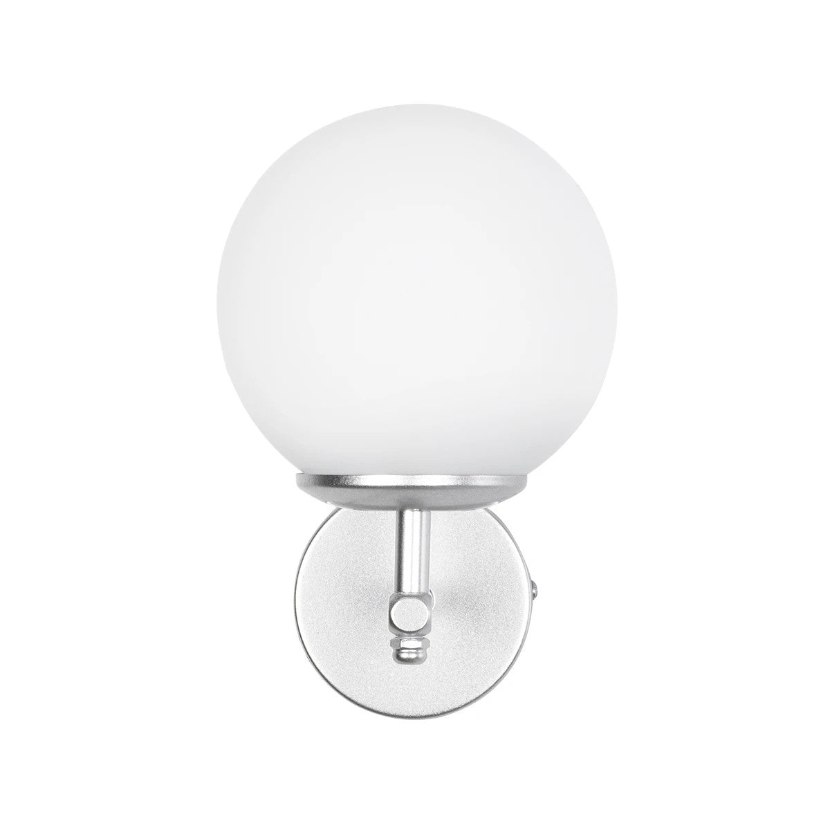 GloboStar® DALPH 203-0031 Vintage Επιτοίχιο Φωτιστικό Απλίκα Μονόφωτο 1 x E27 IP20 Ασημί Μέταλλο με Λευκό Γυαλί - M18 x Π15 x Υ23cm - ledmania.gr