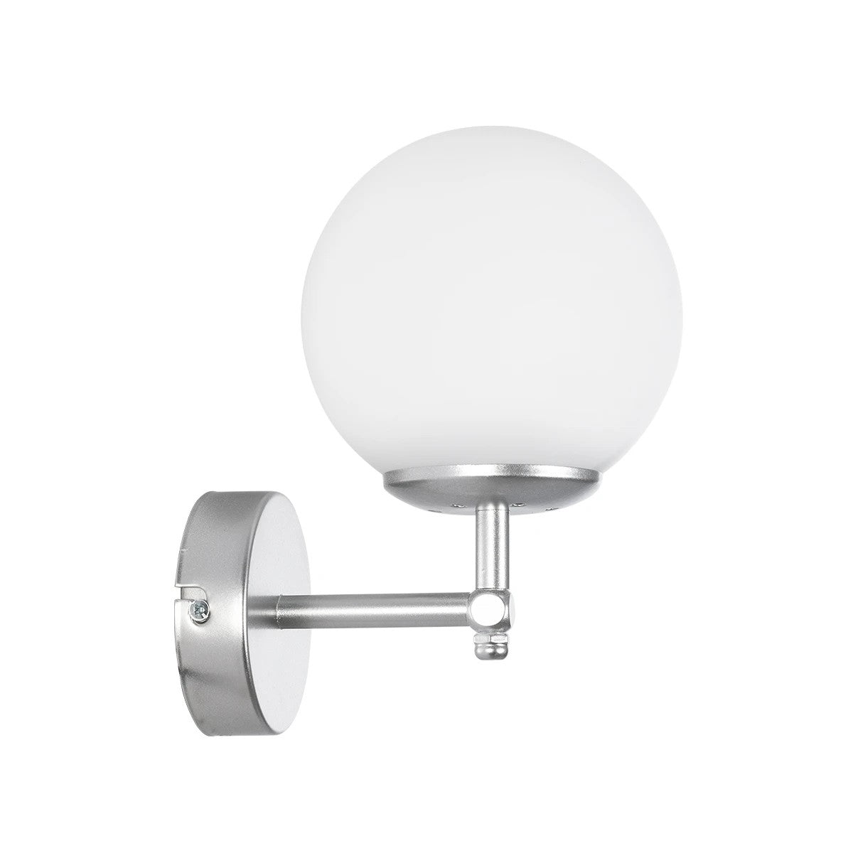 GloboStar® DALPH 203-0031 Vintage Επιτοίχιο Φωτιστικό Απλίκα Μονόφωτο 1 x E27 IP20 Ασημί Μέταλλο με Λευκό Γυαλί - M18 x Π15 x Υ23cm - ledmania.gr