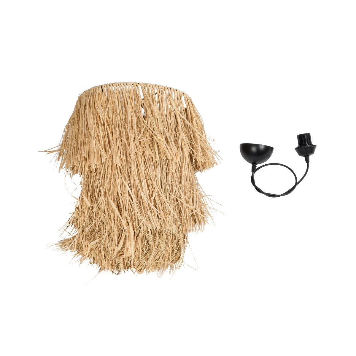 GloboStar® WEG 203-0036 Boho Κρεμαστό Φωτιστικό Καπέλο Μονόφωτο 1 x E27 IP20 Μπέζ Raffia - M45 x Π45 x Υ53cm - ledmania.gr