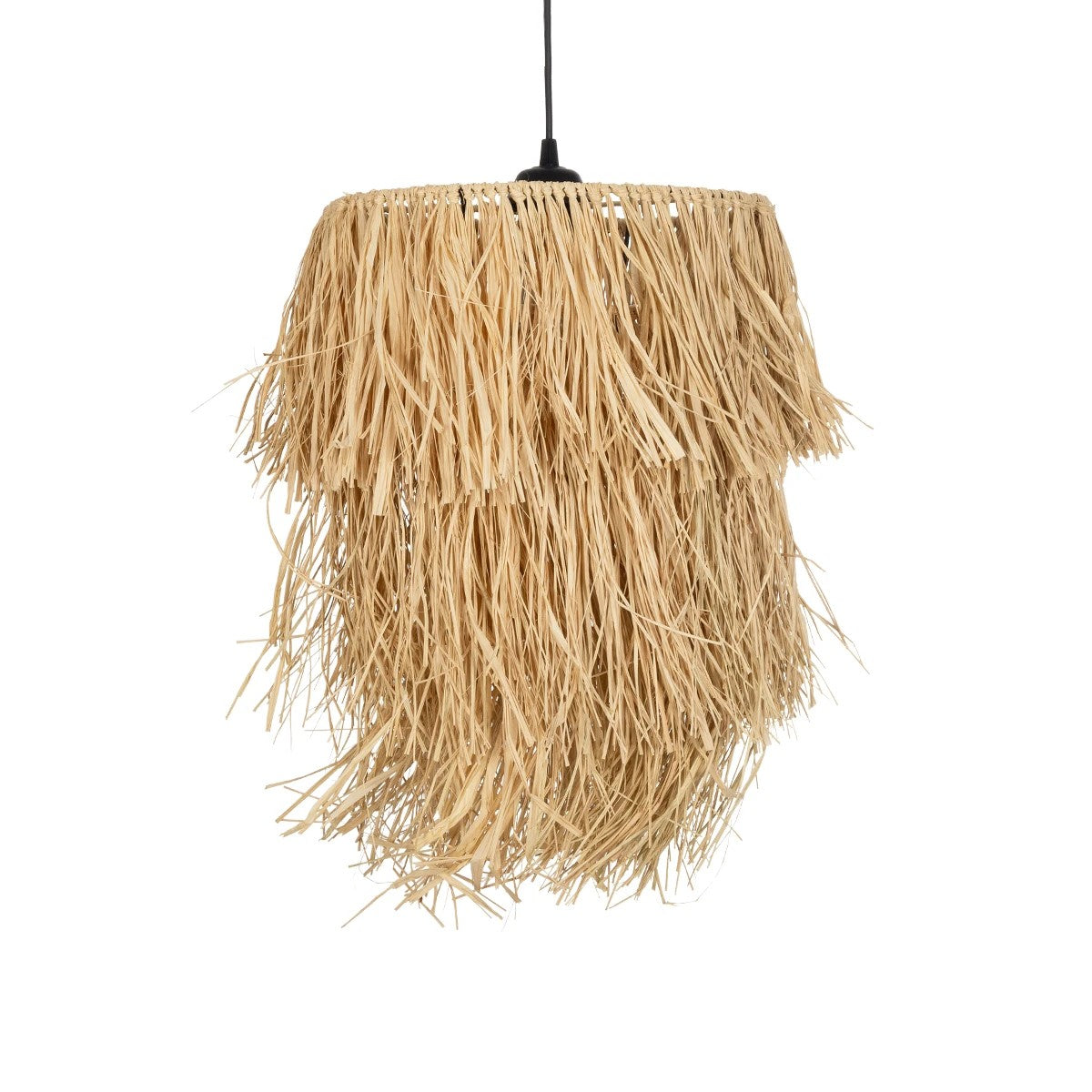 GloboStar® WEG 203-0036 Boho Κρεμαστό Φωτιστικό Καπέλο Μονόφωτο 1 x E27 IP20 Μπέζ Raffia - M45 x Π45 x Υ53cm - ledmania.gr