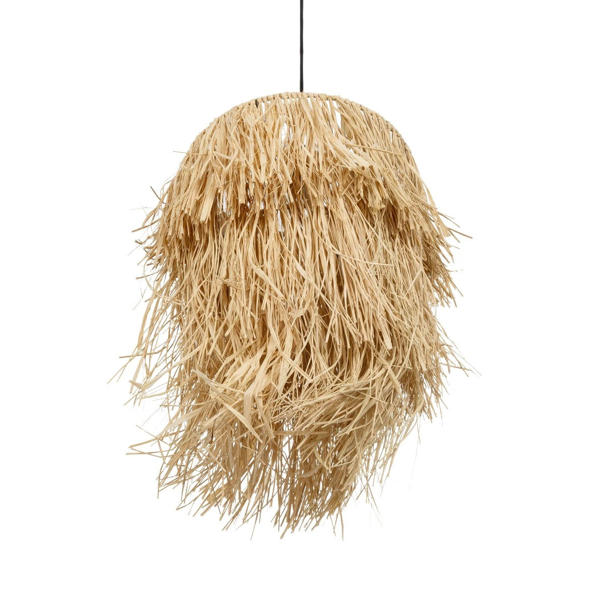GloboStar® WEG 203-0036 Boho Κρεμαστό Φωτιστικό Καπέλο Μονόφωτο 1 x E27 IP20 Μπέζ Raffia - M45 x Π45 x Υ53cm - ledmania.gr
