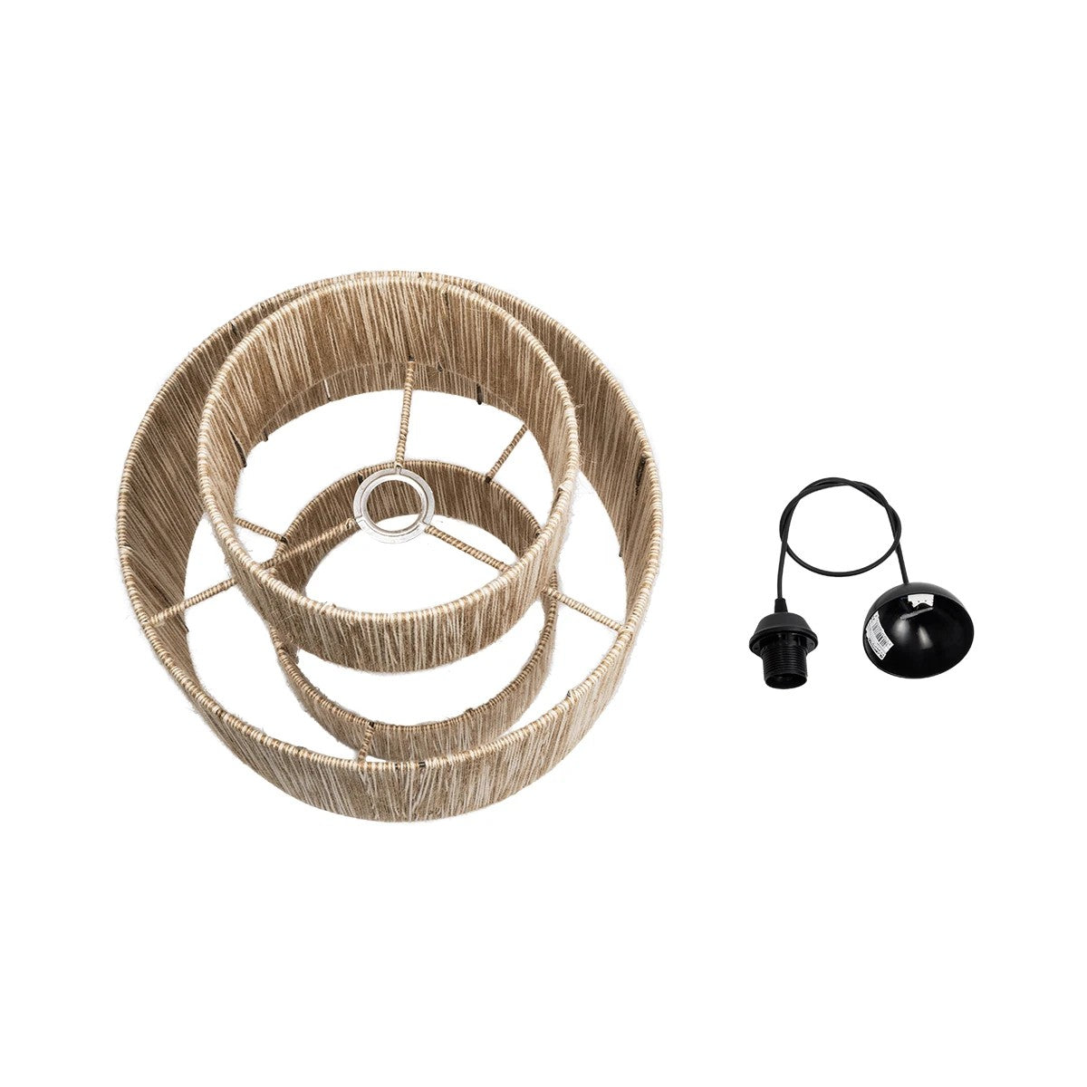 GloboStar® SALTO 203-0037 Boho Κρεμαστό Φωτιστικό Καπέλο Μονόφωτο 1 x E27 IP20 Μπέζ Σχοινί - M40 x Π40 x Υ42cm - ledmania.gr
