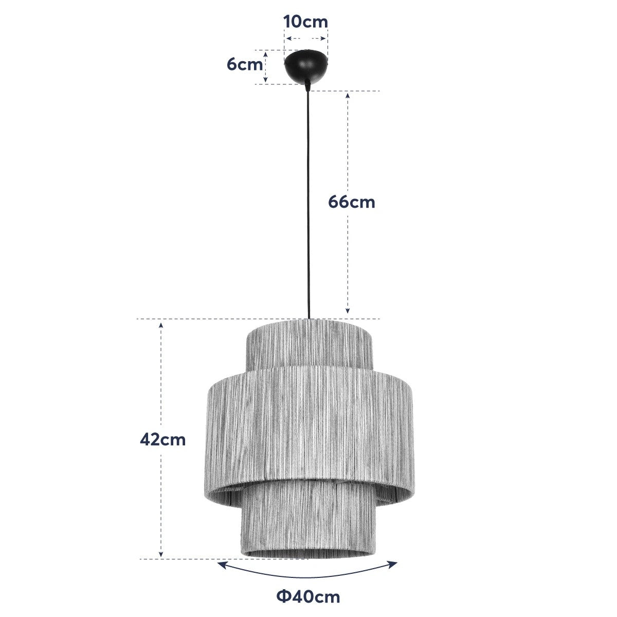 GloboStar® SALTO 203-0037 Boho Κρεμαστό Φωτιστικό Καπέλο Μονόφωτο 1 x E27 IP20 Μπέζ Σχοινί - M40 x Π40 x Υ42cm - ledmania.gr