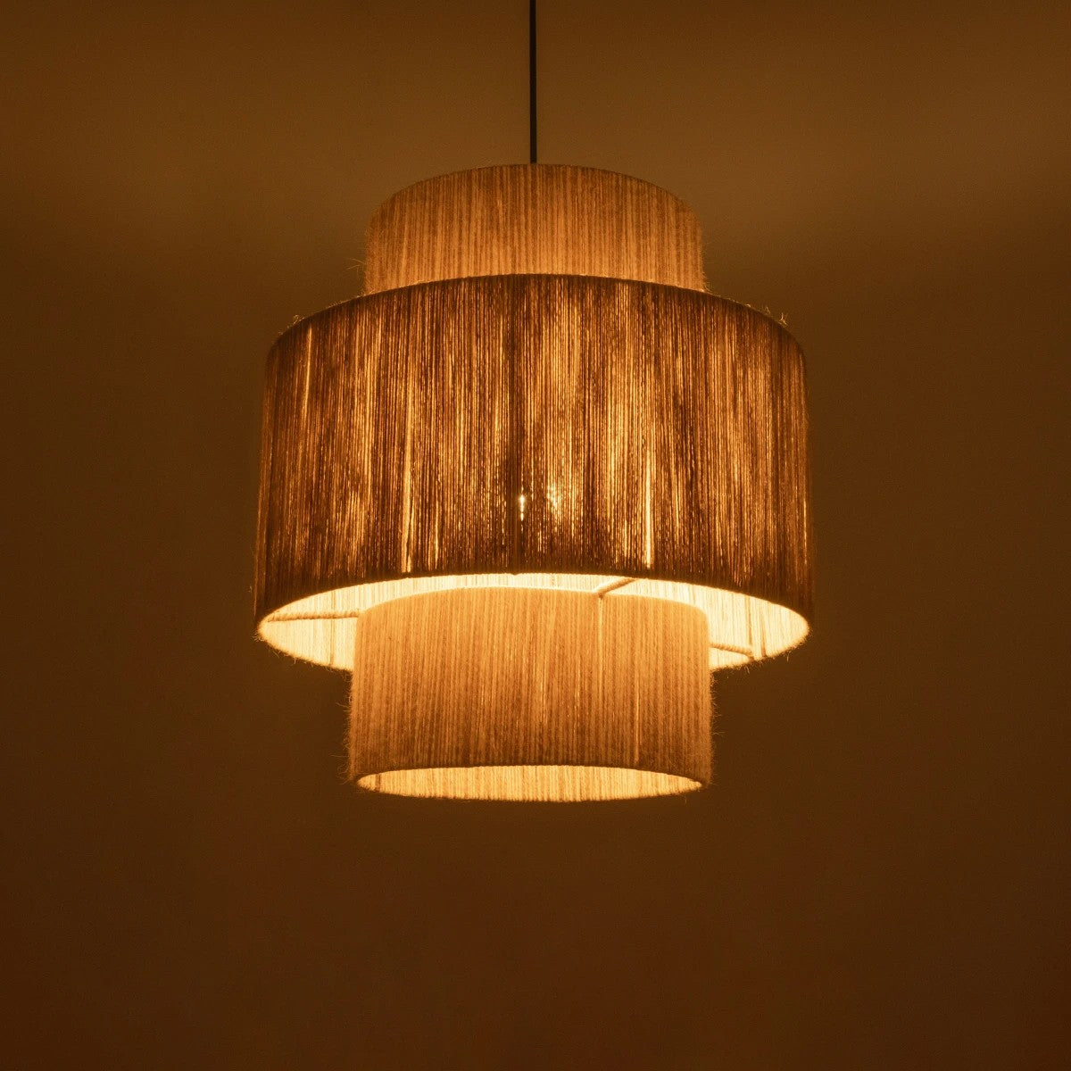 GloboStar® SALTO 203-0037 Boho Κρεμαστό Φωτιστικό Καπέλο Μονόφωτο 1 x E27 IP20 Μπέζ Σχοινί - M40 x Π40 x Υ42cm - ledmania.gr