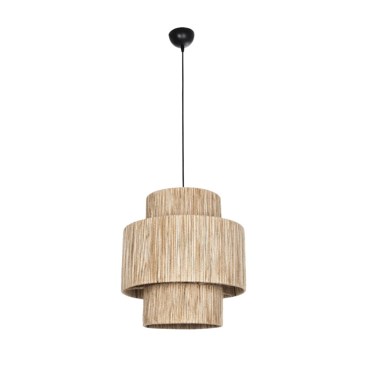 GloboStar® SALTO 203-0037 Boho Κρεμαστό Φωτιστικό Καπέλο Μονόφωτο 1 x E27 IP20 Μπέζ Σχοινί - M40 x Π40 x Υ42cm - ledmania.gr