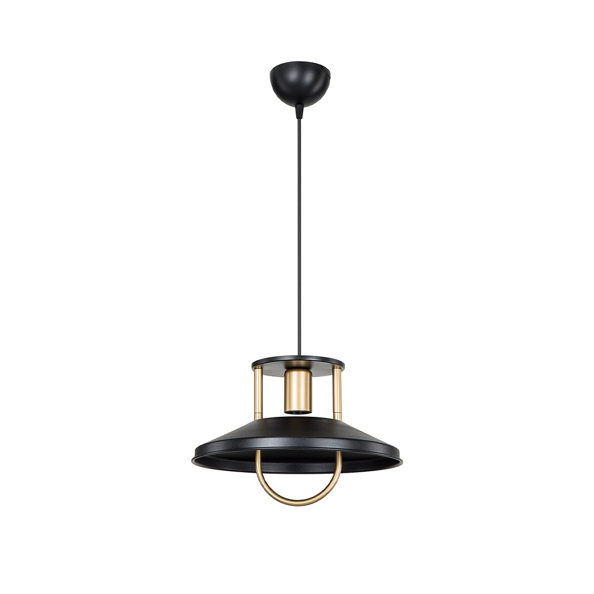 GloboStar® BILLA 203-0042 Vintage Κρεμαστό Φωτιστικό Καμπάνα Μονόφωτο 1 x E27 IP20 Μαύρο με Χρυσό Μέταλλο - M30.5 x Π30.5 x Υ70cm - ledmania.gr
