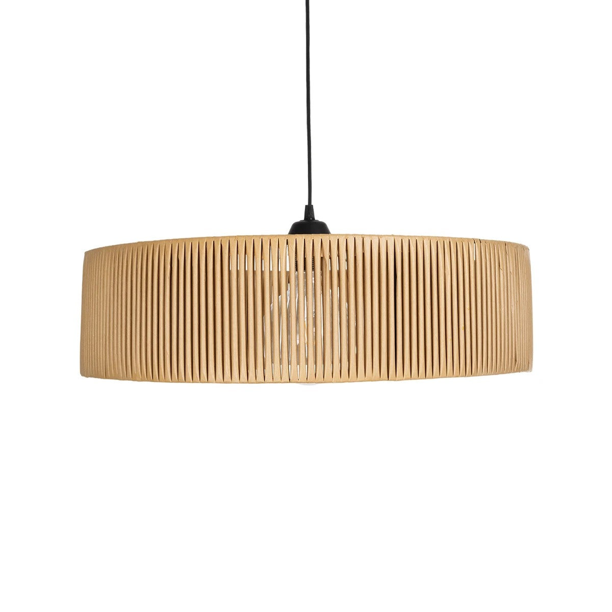 GloboStar® KYCLOS 203-0044 Boho Κρεμαστό Φωτιστικό Καπέλο Μονόφωτο 1 x E27 IP20 Μπέζ Rattan - M55 x Π55 x Υ20cm - ledmania.gr