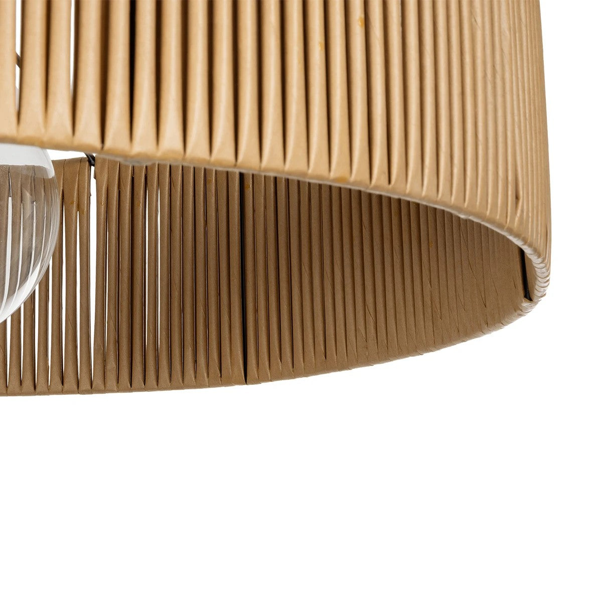 GloboStar® KYCLOS 203-0044 Boho Κρεμαστό Φωτιστικό Καπέλο Μονόφωτο 1 x E27 IP20 Μπέζ Rattan - M55 x Π55 x Υ20cm - ledmania.gr