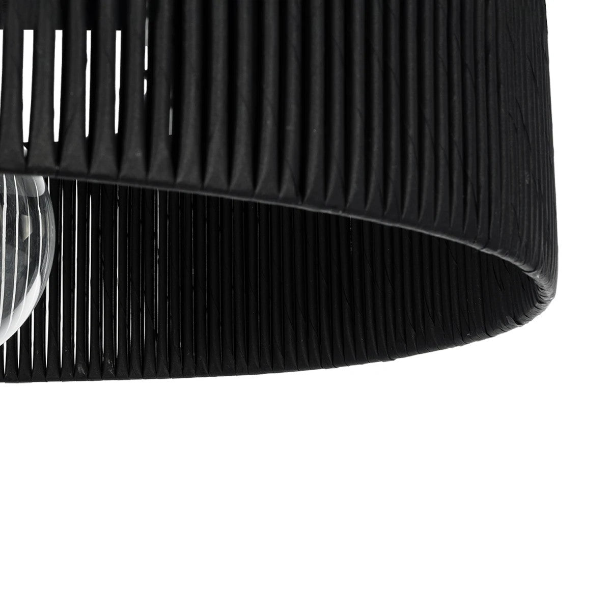 GloboStar® KYCLOS 203-0046 Boho Κρεμαστό Φωτιστικό Καπέλο Μονόφωτο 1 x E27 IP20 Μαύρο Rattan - M55 x Π55 x Υ20cm - ledmania.gr