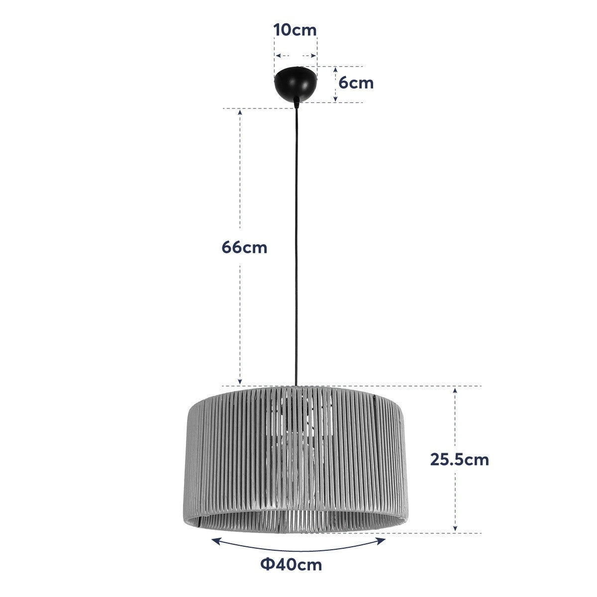 GloboStar® KYCLOS 203-0047 Boho Κρεμαστό Φωτιστικό Καπέλο Μονόφωτο 1 x E27 IP20 Καφέ Rattan - M40 x Π40 x Υ25.5cm - ledmania.gr