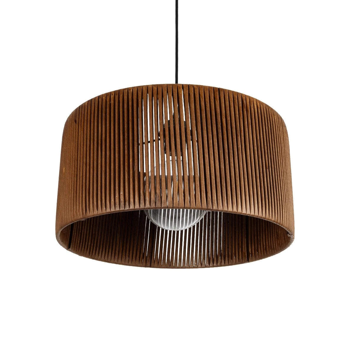 GloboStar® KYCLOS 203-0047 Boho Κρεμαστό Φωτιστικό Καπέλο Μονόφωτο 1 x E27 IP20 Καφέ Rattan - M40 x Π40 x Υ25.5cm - ledmania.gr