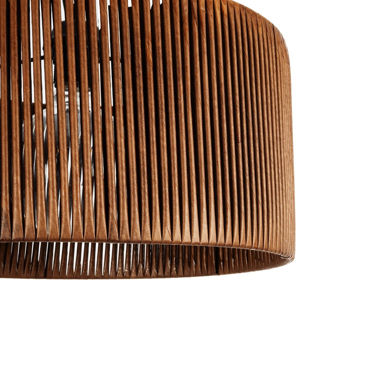 GloboStar® KYCLOS 203-0047 Boho Κρεμαστό Φωτιστικό Καπέλο Μονόφωτο 1 x E27 IP20 Καφέ Rattan - M40 x Π40 x Υ25.5cm - ledmania.gr