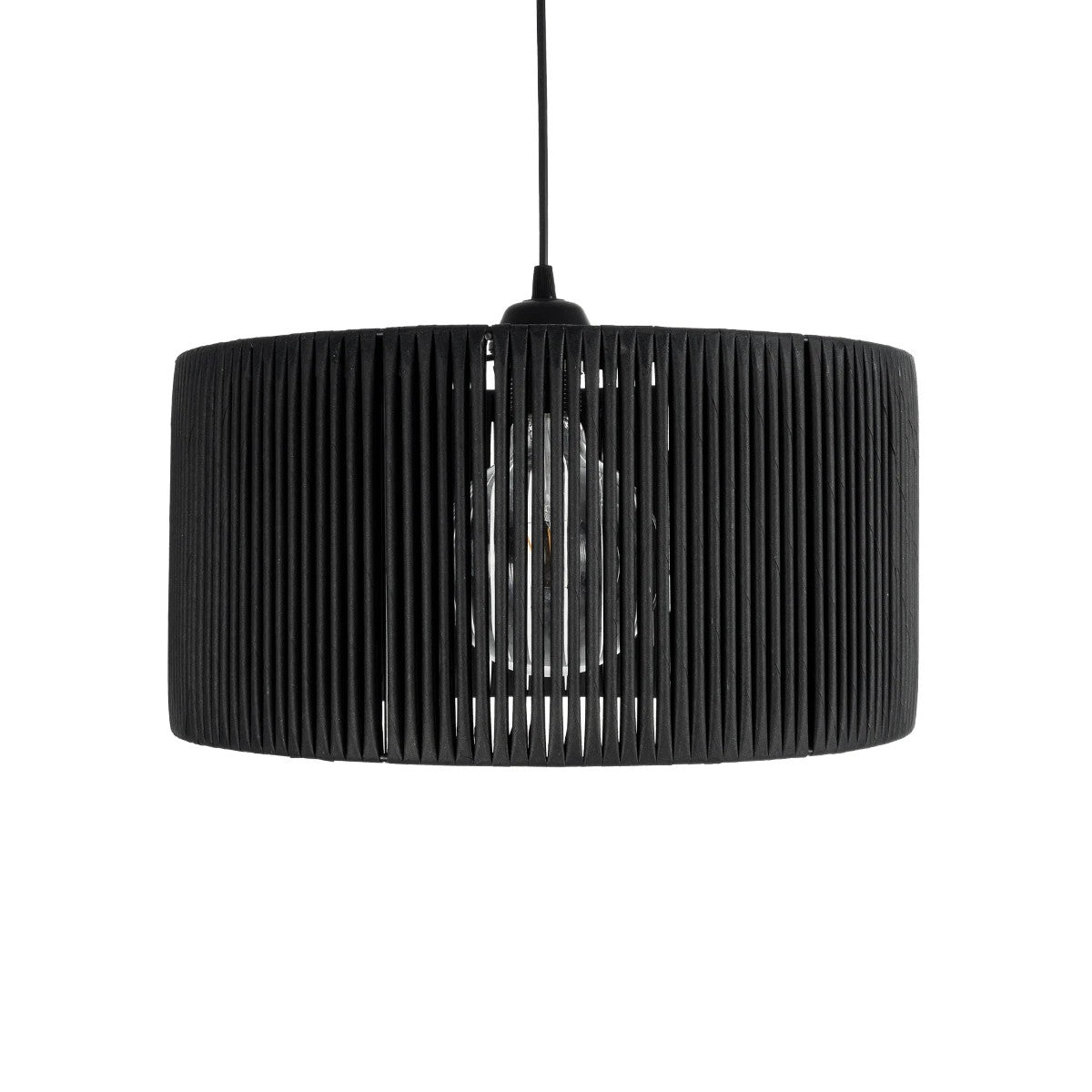 GloboStar® KYCLOS 203-0048 Boho Κρεμαστό Φωτιστικό Καπέλο Μονόφωτο 1 x E27 IP20 Μαύρο Rattan - M40 x Π40 x Υ25.5cm - ledmania.gr