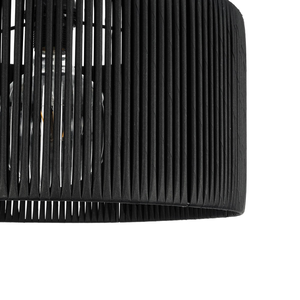 GloboStar® KYCLOS 203-0048 Boho Κρεμαστό Φωτιστικό Καπέλο Μονόφωτο 1 x E27 IP20 Μαύρο Rattan - M40 x Π40 x Υ25.5cm - ledmania.gr