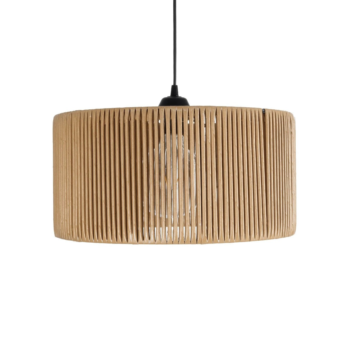 GloboStar® KYCLOS 203-0049 Boho Κρεμαστό Φωτιστικό Καπέλο Μονόφωτο 1 x E27 IP20 Μπεζ Rattan - M40 x Π40 x Υ25.5cm - ledmania.gr