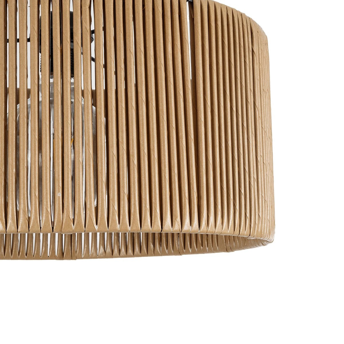 GloboStar® KYCLOS 203-0049 Boho Κρεμαστό Φωτιστικό Καπέλο Μονόφωτο 1 x E27 IP20 Μπεζ Rattan - M40 x Π40 x Υ25.5cm - ledmania.gr