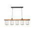 GloboStar® CUP 203-0054 Vintage Κρεμαστό Φωτιστικό Ράγα Πολύφωτο 5 x E27 IP20 Καρυδί Ξύλο Με Λευκό Καπέλο- Μ100 x Π15 x Υ73cm - ledmania.gr