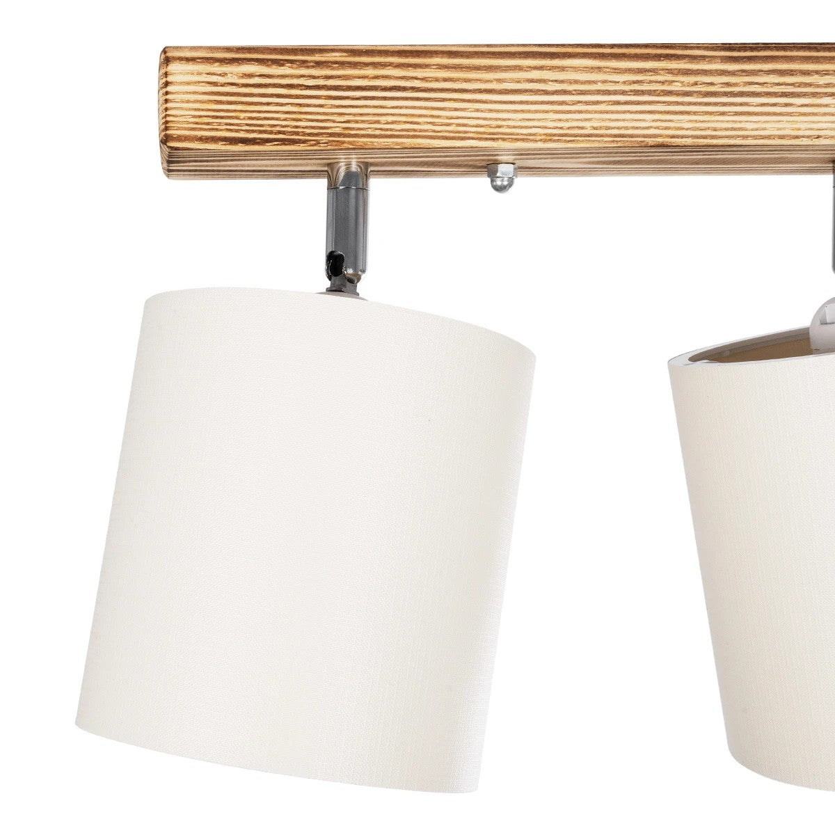 GloboStar® CUP 203-0055 Vintage Φωτιστικό Οροφής Ράγα Τρίφωτο 3 x E27 IP20 Μπεζ Ξύλο με Λευκό Ύφασμα - Μ60 x Π14 x Υ26cm - ledmania.gr