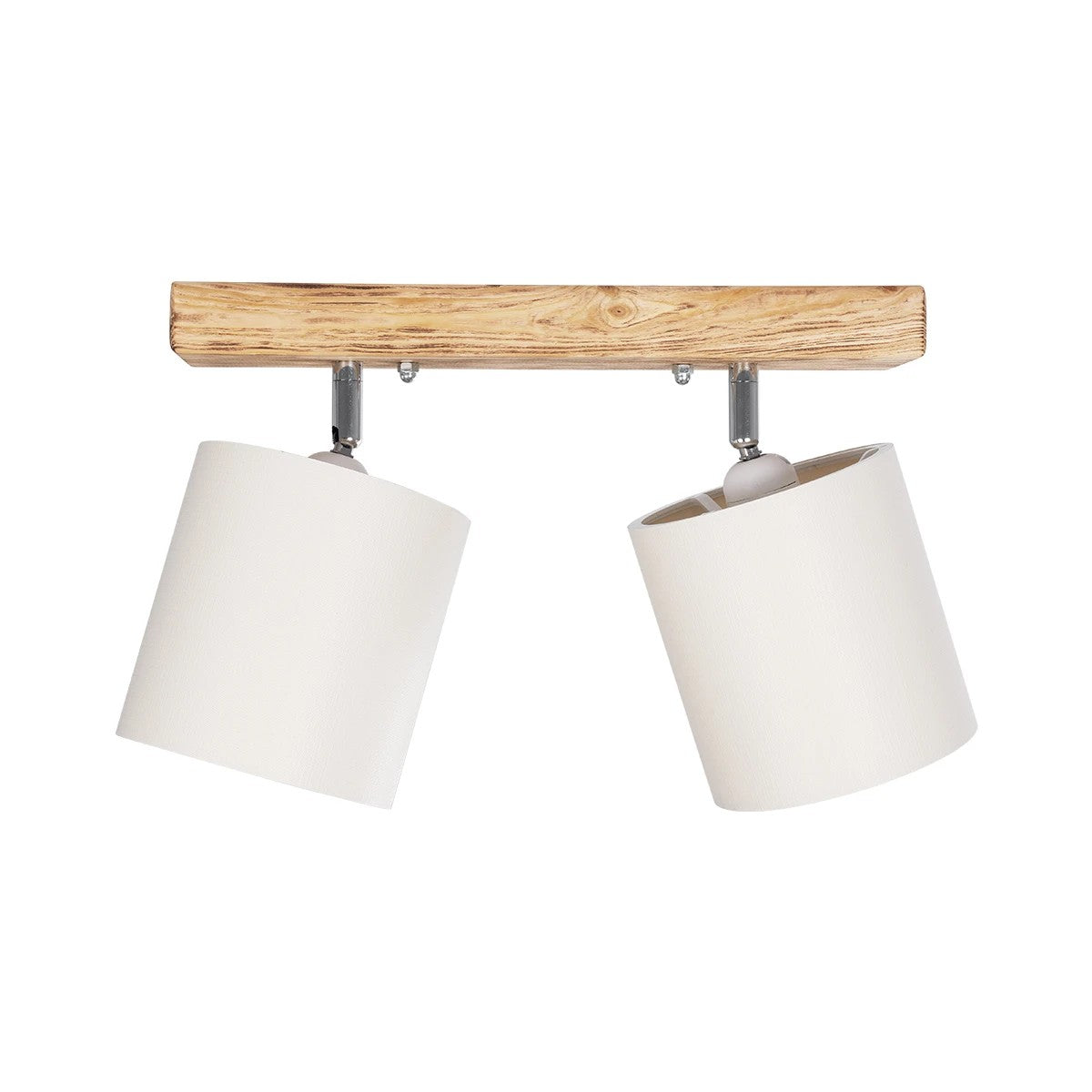 GloboStar® CUP 203-0056 Vintage Φωτιστικό Οροφής Ράγα Δίφωτο 2 x E27 IP20 Μπεζ Ξύλο με Λευκό Ύφασμα - Μ42 x Π14 x Υ26cm - ledmania.gr