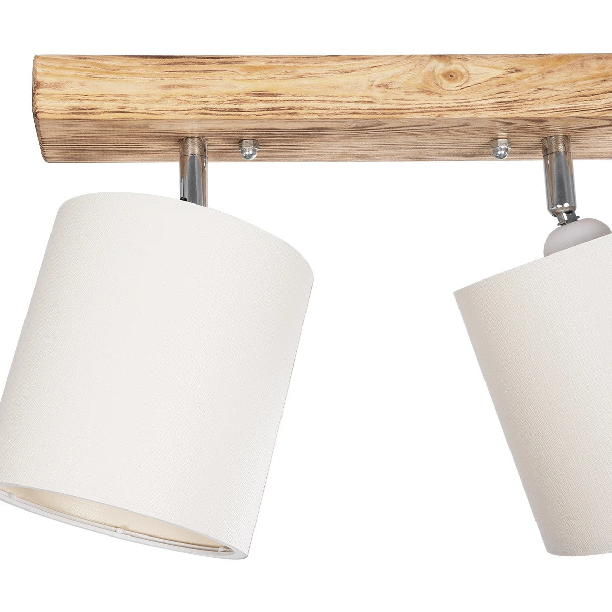 GloboStar® CUP 203-0056 Vintage Φωτιστικό Οροφής Ράγα Δίφωτο 2 x E27 IP20 Μπεζ Ξύλο με Λευκό Ύφασμα - Μ42 x Π14 x Υ26cm - ledmania.gr