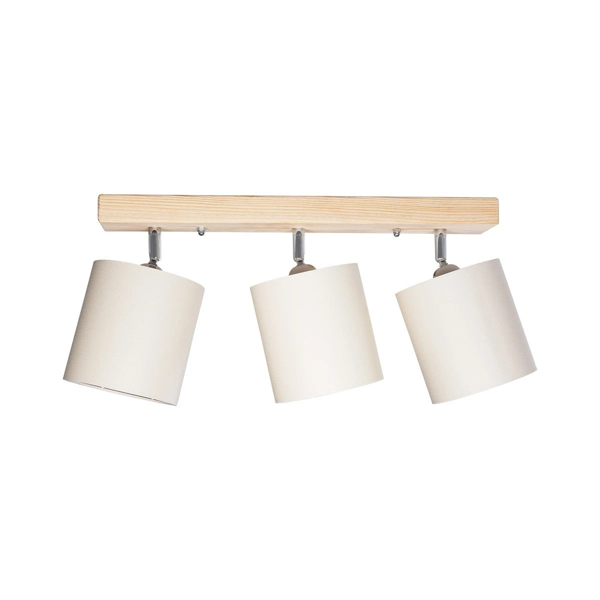 GloboStar® CUP 203-0058 Vintage Φωτιστικό Οροφής Ράγα Τρίφωτο 3 x E27 IP20 Μπέζ Ξύλο με Λευκό Ύφασμα - Μ60 x Π14 x Υ26cm - ledmania.gr