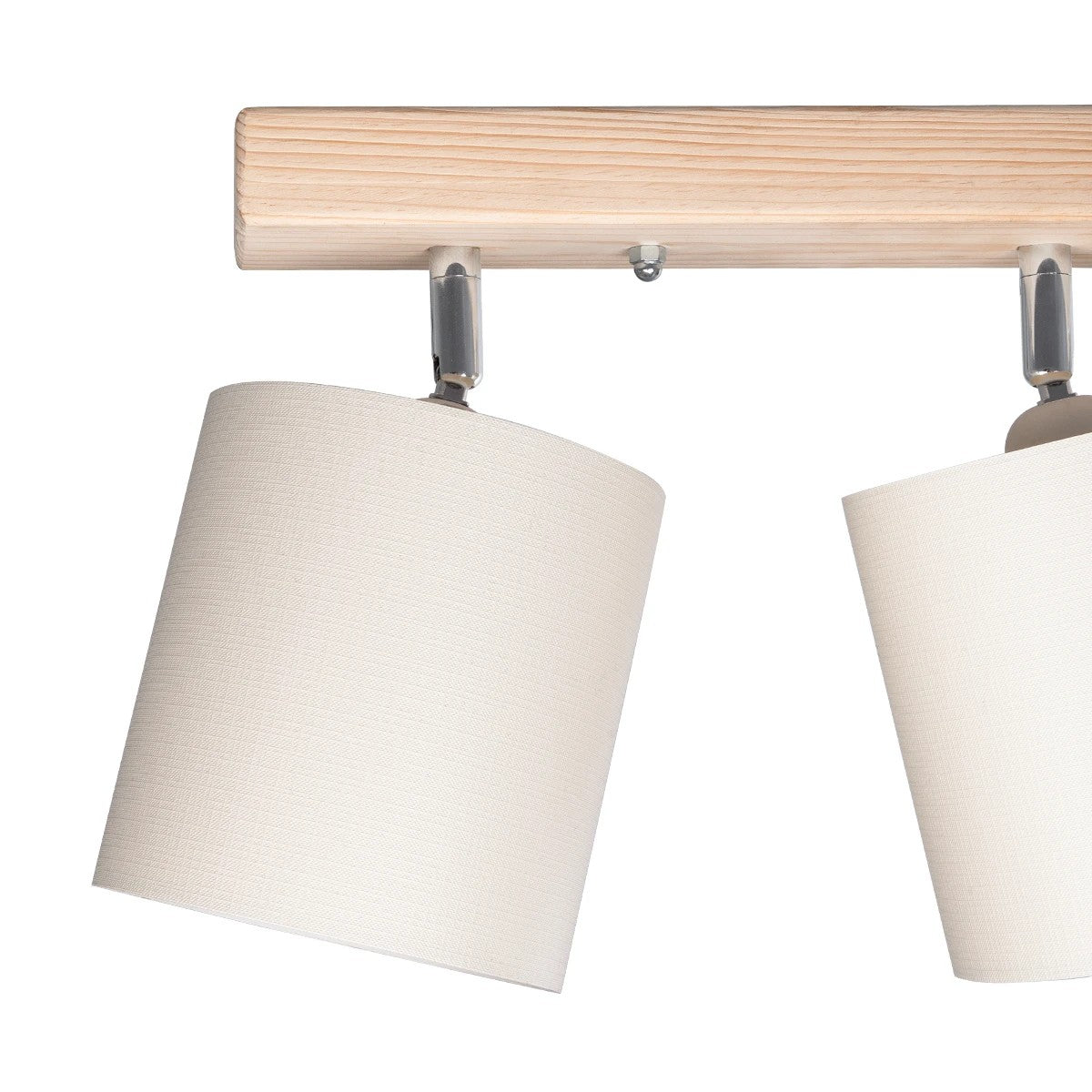 GloboStar® CUP 203-0058 Vintage Φωτιστικό Οροφής Ράγα Τρίφωτο 3 x E27 IP20 Μπέζ Ξύλο με Λευκό Ύφασμα - Μ60 x Π14 x Υ26cm - ledmania.gr