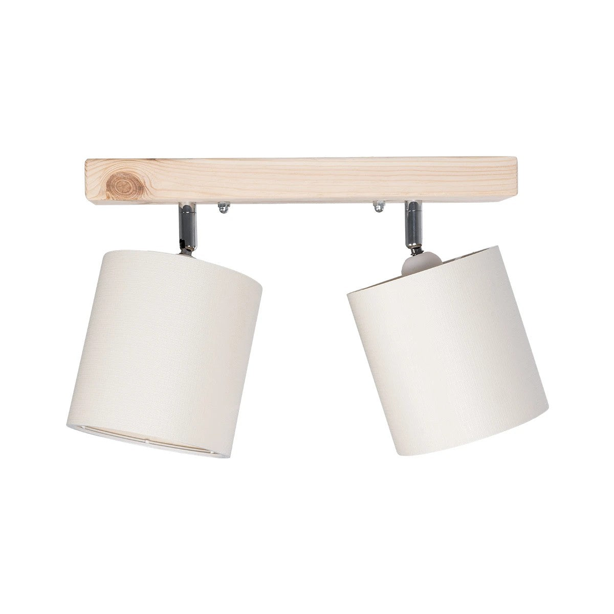 GloboStar® CUP 203-0059 Vintage Φωτιστικό Οροφής Ράγα Δίφωτο 2 x E27 IP20 Μπέζ Ξύλο με Λευκό Ύφασμα - Μ42 x Π14 x Υ26cm - ledmania.gr