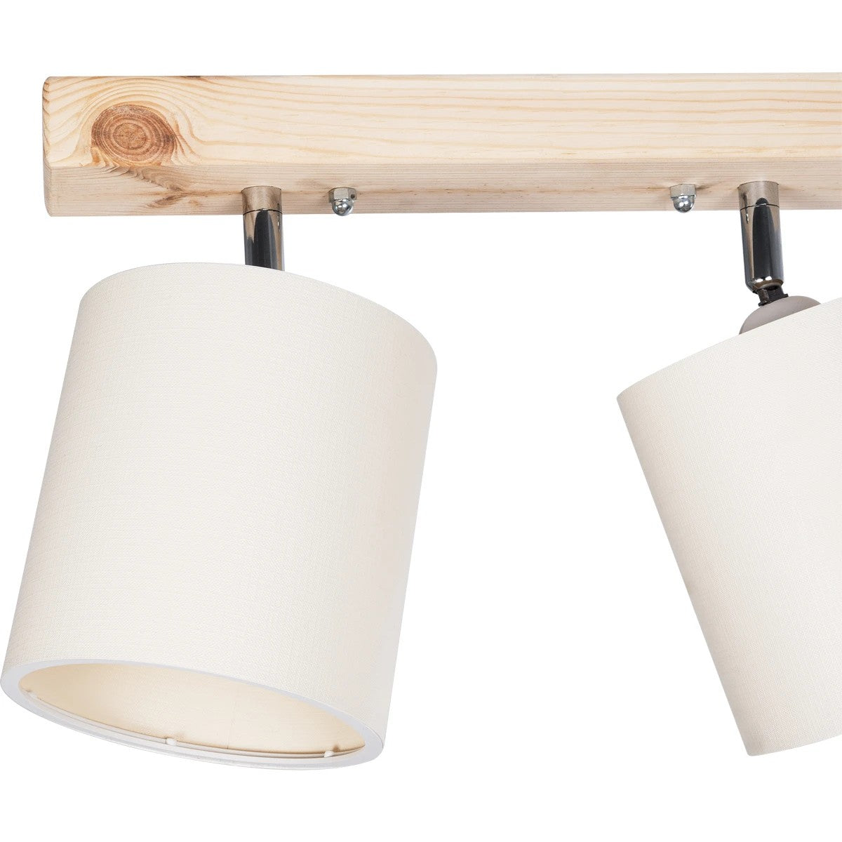 GloboStar® CUP 203-0059 Vintage Φωτιστικό Οροφής Ράγα Δίφωτο 2 x E27 IP20 Μπέζ Ξύλο με Λευκό Ύφασμα - Μ42 x Π14 x Υ26cm - ledmania.gr
