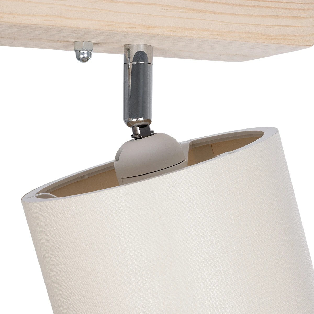 GloboStar® CUP 203-0059 Vintage Φωτιστικό Οροφής Ράγα Δίφωτο 2 x E27 IP20 Μπέζ Ξύλο με Λευκό Ύφασμα - Μ42 x Π14 x Υ26cm - ledmania.gr