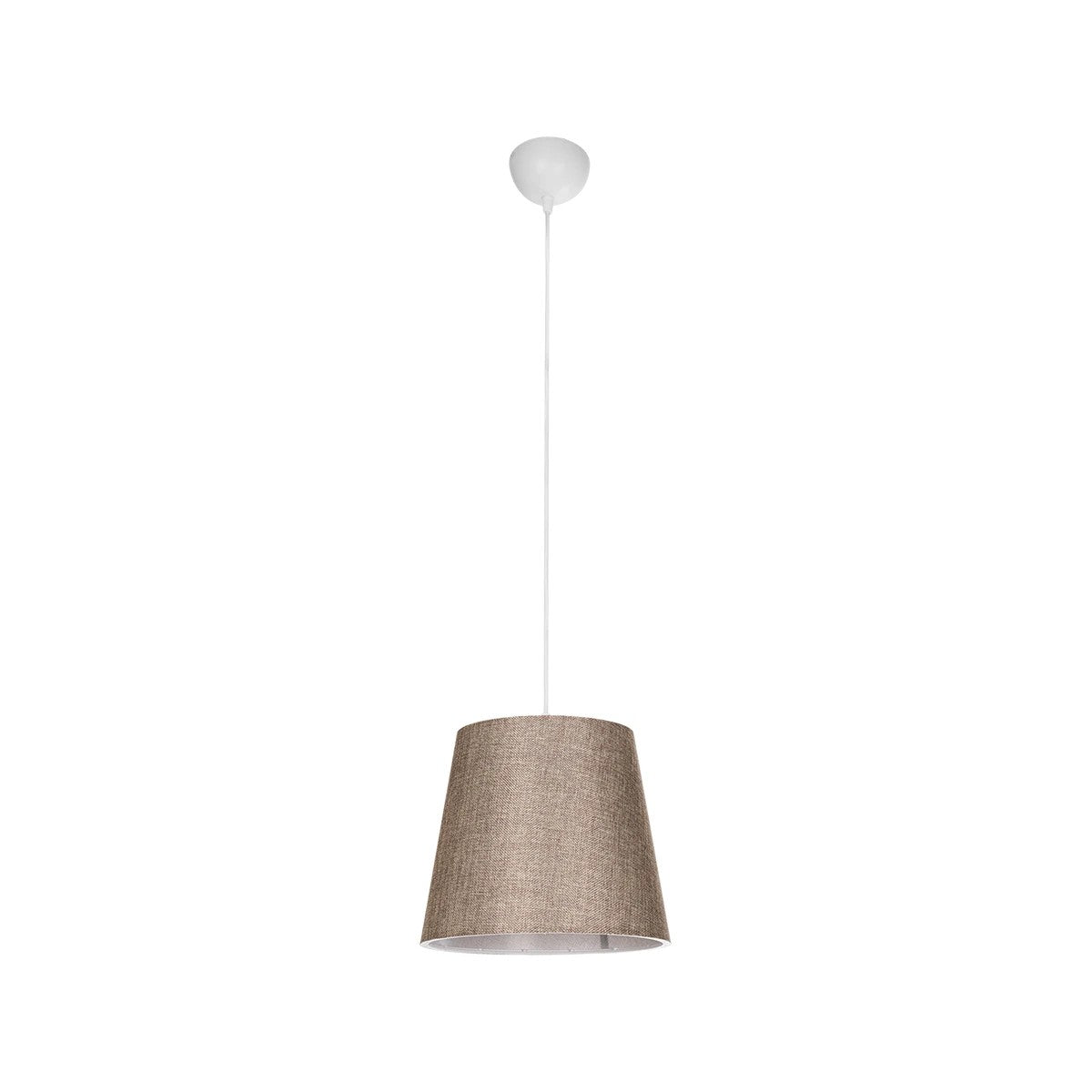 GloboStar® CONEY 203-0073 Μοντέρνο Κρεμαστό Φωτιστικό Καπέλο Μονόφωτο 1 x E27 IP20 Καφέ Ύφασμα - Μ26 x Π26 x Υ25cm - ledmania.gr