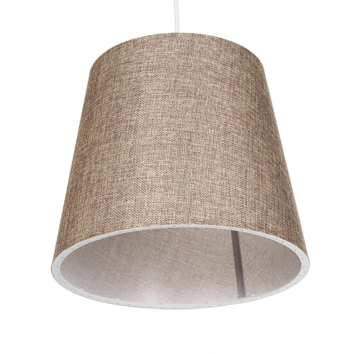 GloboStar® CONEY 203-0073 Μοντέρνο Κρεμαστό Φωτιστικό Καπέλο Μονόφωτο 1 x E27 IP20 Καφέ Ύφασμα - Μ26 x Π26 x Υ25cm - ledmania.gr