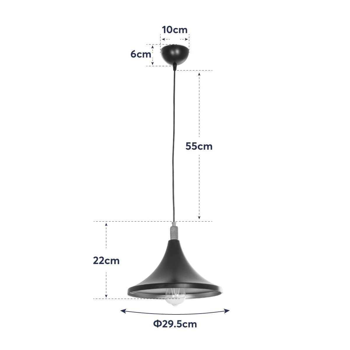 GloboStar® BELFRY 203-0077 Μοντέρνο Κρεμαστό Φωτιστικό Καμπάνα Μονόφωτο 1 x E27 IP20 Μαύρο & Χρυσό Πλαστικό - Μ29.5 x Π29.5 x Υ22cm - ledmania.gr