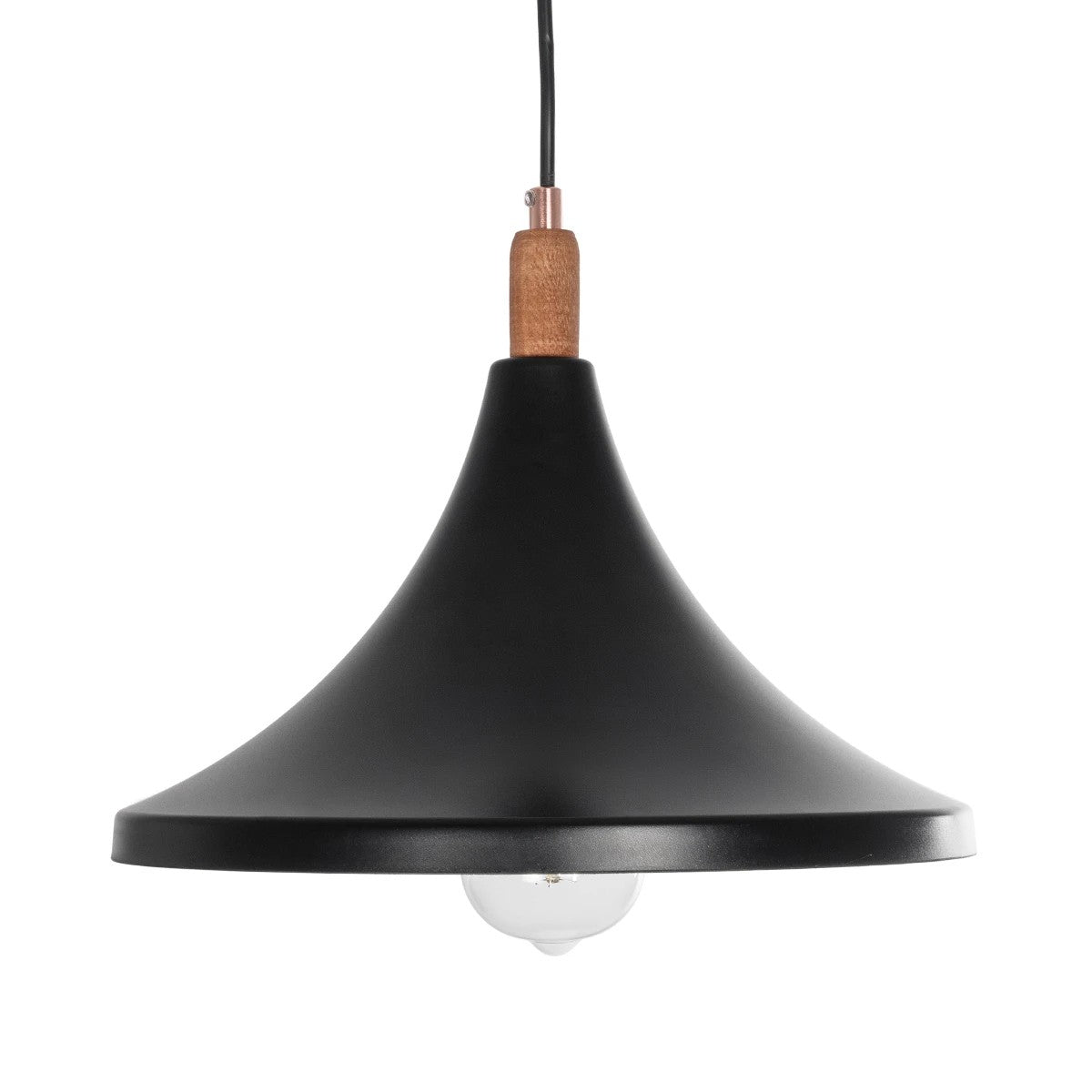 GloboStar® BELFRY 203-0077 Μοντέρνο Κρεμαστό Φωτιστικό Καμπάνα Μονόφωτο 1 x E27 IP20 Μαύρο & Χρυσό Πλαστικό - Μ29.5 x Π29.5 x Υ22cm - ledmania.gr