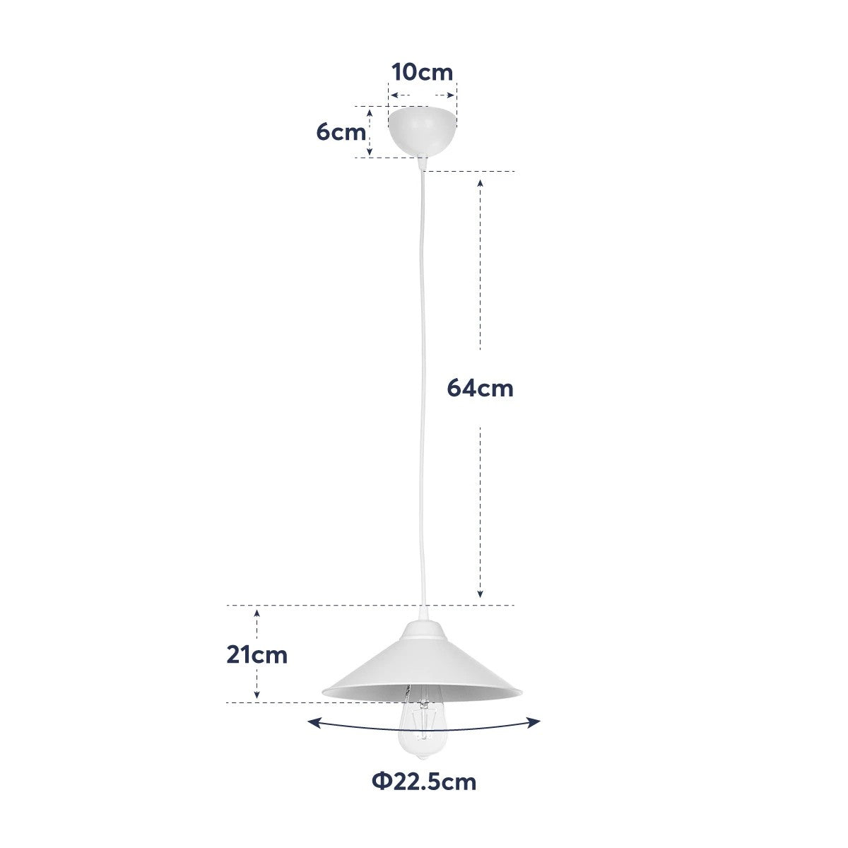 GloboStar® FONTE 203-0081 Μοντέρνο Κρεμαστό Φωτιστικό Καμπάνα Μονόφωτο 1 x E27 IP20 Λευκό Πλαστικό - Μ25.5 x Π25.5 x Υ10cm - ledmania.gr