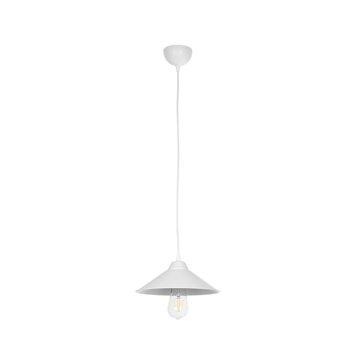 GloboStar® FONTE 203-0081 Μοντέρνο Κρεμαστό Φωτιστικό Καμπάνα Μονόφωτο 1 x E27 IP20 Λευκό Πλαστικό - Μ25.5 x Π25.5 x Υ10cm - ledmania.gr
