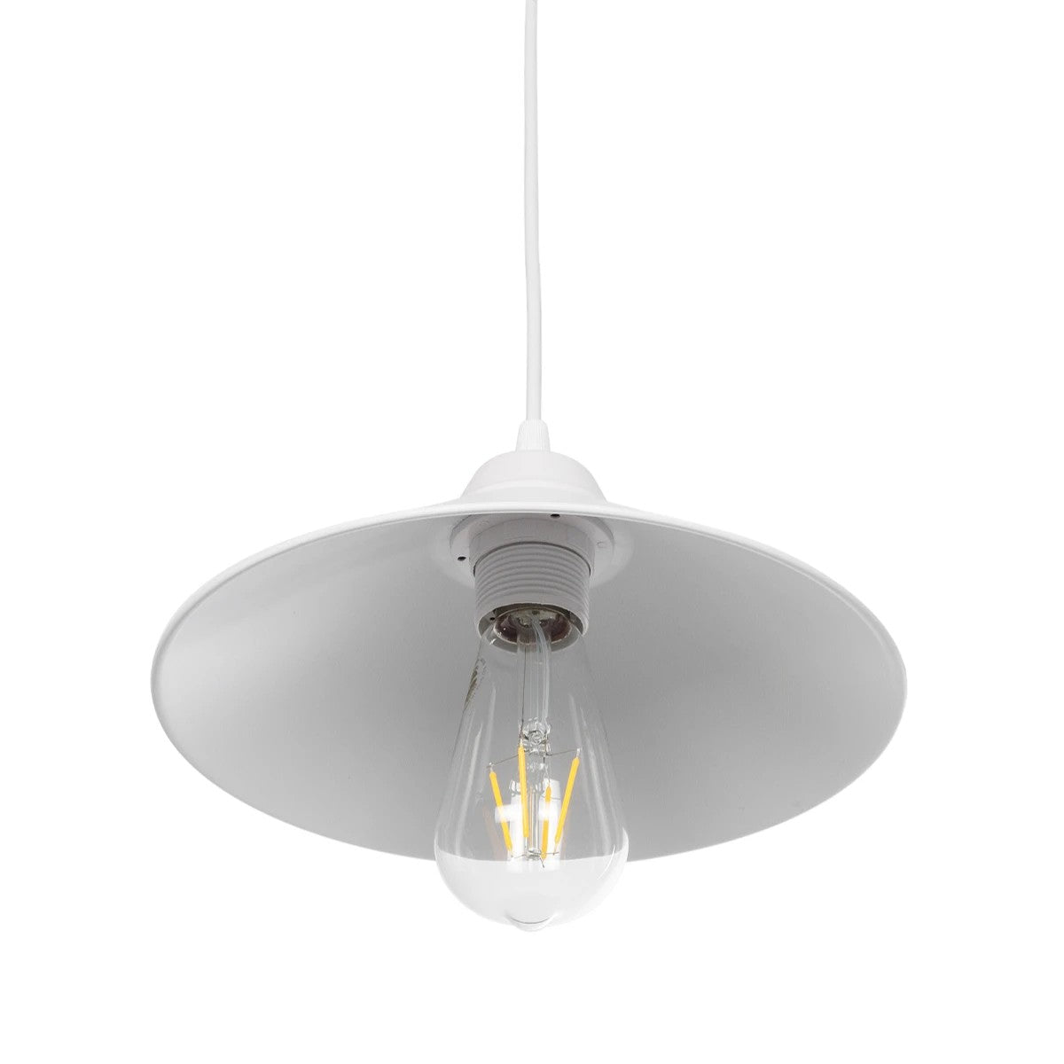 GloboStar® FONTE 203-0081 Μοντέρνο Κρεμαστό Φωτιστικό Καμπάνα Μονόφωτο 1 x E27 IP20 Λευκό Πλαστικό - Μ25.5 x Π25.5 x Υ10cm - ledmania.gr