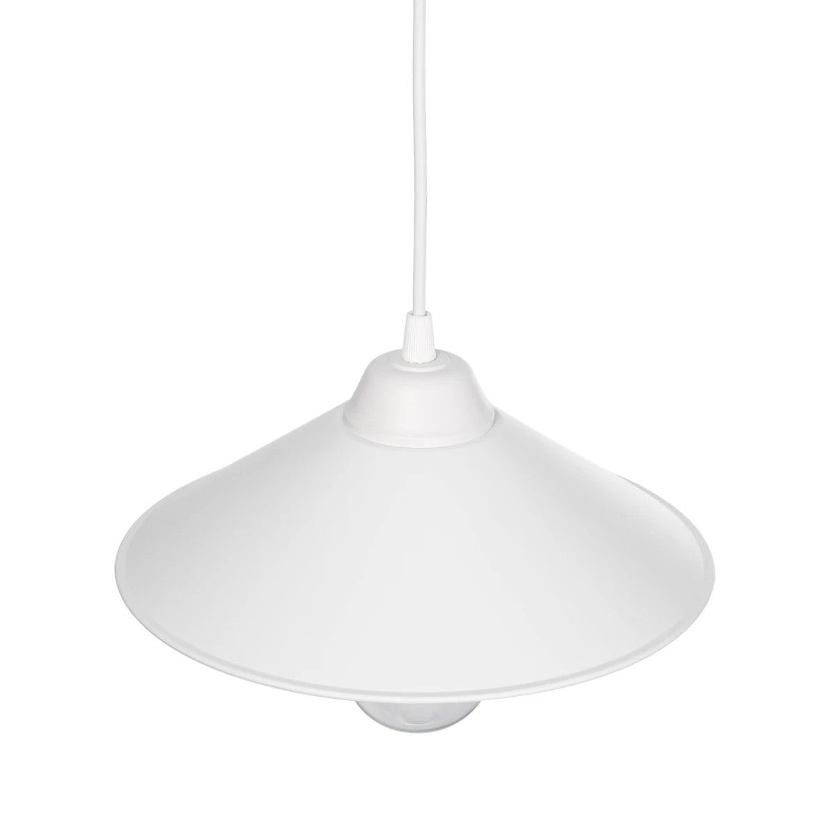 GloboStar® FONTE 203-0081 Μοντέρνο Κρεμαστό Φωτιστικό Καμπάνα Μονόφωτο 1 x E27 IP20 Λευκό Πλαστικό - Μ25.5 x Π25.5 x Υ10cm - ledmania.gr