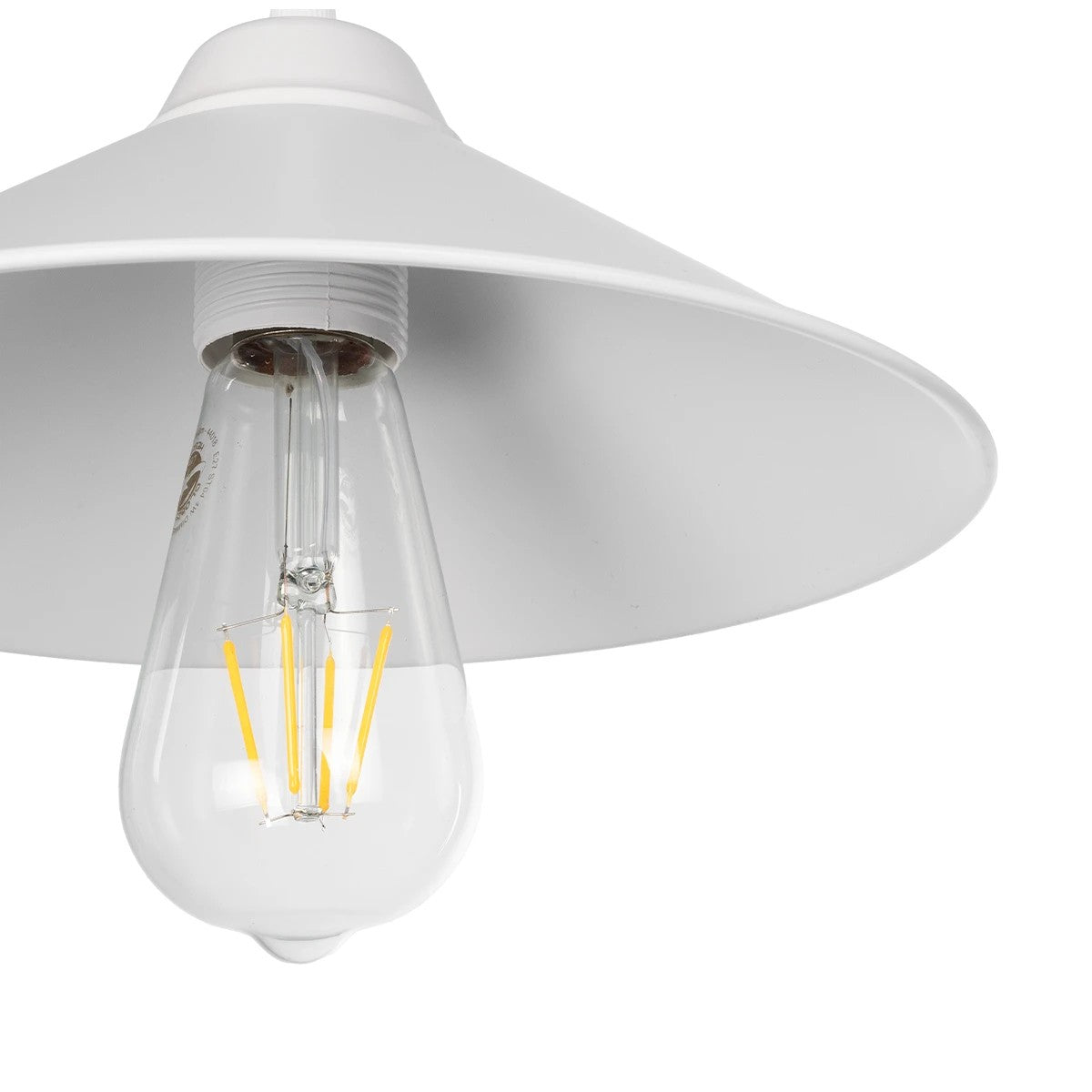 GloboStar® FONTE 203-0081 Μοντέρνο Κρεμαστό Φωτιστικό Καμπάνα Μονόφωτο 1 x E27 IP20 Λευκό Πλαστικό - Μ25.5 x Π25.5 x Υ10cm - ledmania.gr