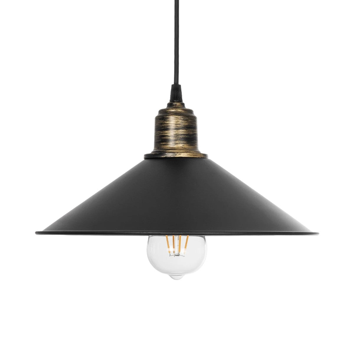 GLOBOSTAR® FERRO 203-0082 Μοντέρνο Κρεμαστό Φωτιστικό Οροφής με Ντουί 1 x E27 AC 220-240V IP20 - Μαύρο & Μπρούτζινο - Μ30 x Π30 x Υ15cm - ledmania.gr