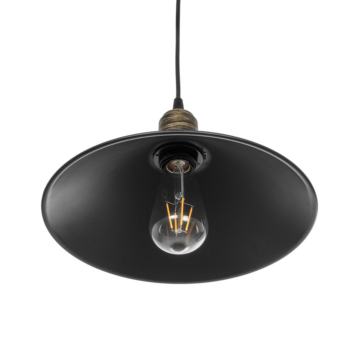 GLOBOSTAR® FERRO 203-0082 Μοντέρνο Κρεμαστό Φωτιστικό Οροφής με Ντουί 1 x E27 AC 220-240V IP20 - Μαύρο & Μπρούτζινο - Μ30 x Π30 x Υ15cm - ledmania.gr