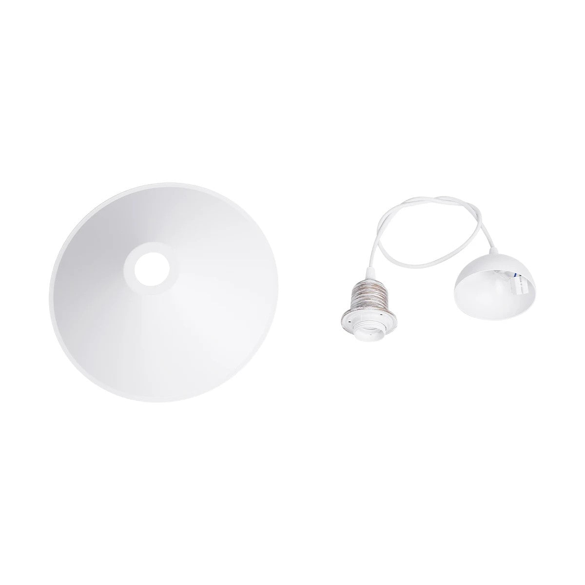 GloboStar® FERRO 203-0083 Μοντέρνο Κρεμαστό Φωτιστικό Καμπάνα Μονόφωτο 1 x E27 IP20 Λευκό & Χρυσό Πλαστικό - Μ30 x Π30 x Υ15cm - ledmania.gr