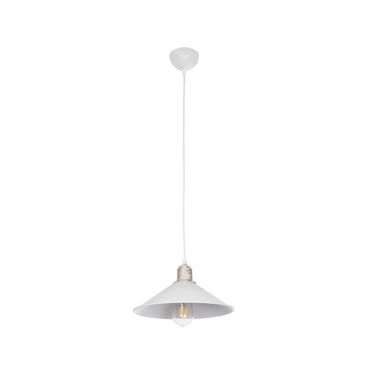 GloboStar® FERRO 203-0083 Μοντέρνο Κρεμαστό Φωτιστικό Καμπάνα Μονόφωτο 1 x E27 IP20 Λευκό & Χρυσό Πλαστικό - Μ30 x Π30 x Υ15cm - ledmania.gr