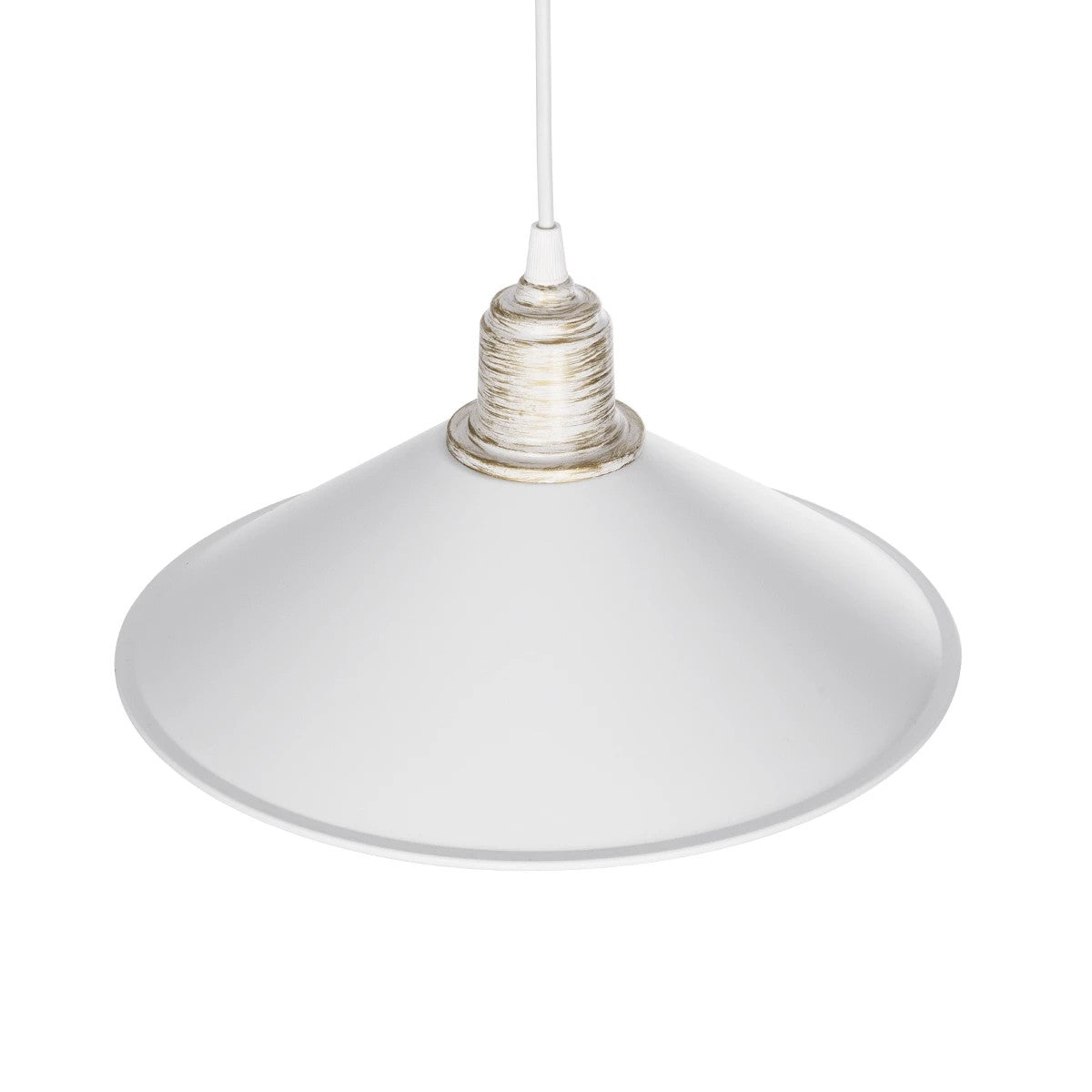 GloboStar® FERRO 203-0083 Μοντέρνο Κρεμαστό Φωτιστικό Καμπάνα Μονόφωτο 1 x E27 IP20 Λευκό & Χρυσό Πλαστικό - Μ30 x Π30 x Υ15cm - ledmania.gr