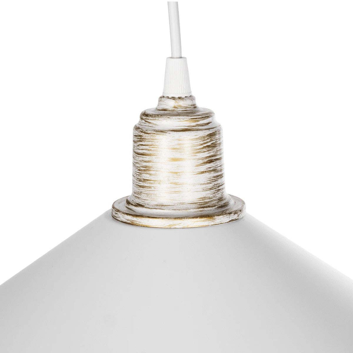 GloboStar® FERRO 203-0083 Μοντέρνο Κρεμαστό Φωτιστικό Καμπάνα Μονόφωτο 1 x E27 IP20 Λευκό & Χρυσό Πλαστικό - Μ30 x Π30 x Υ15cm - ledmania.gr