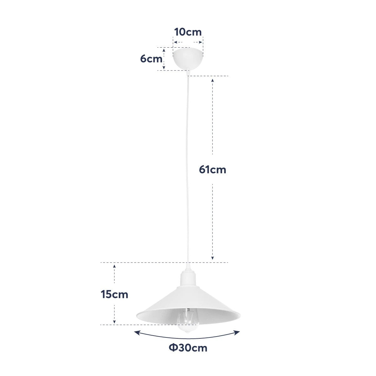 GloboStar® FERRO 203-0086 Μοντέρνο Κρεμαστό Φωτιστικό Καμπάνα Μονόφωτο 1 x E27 IP20 Μπεζ Πλαστικό - Μ30 x Π30 x Υ15cm