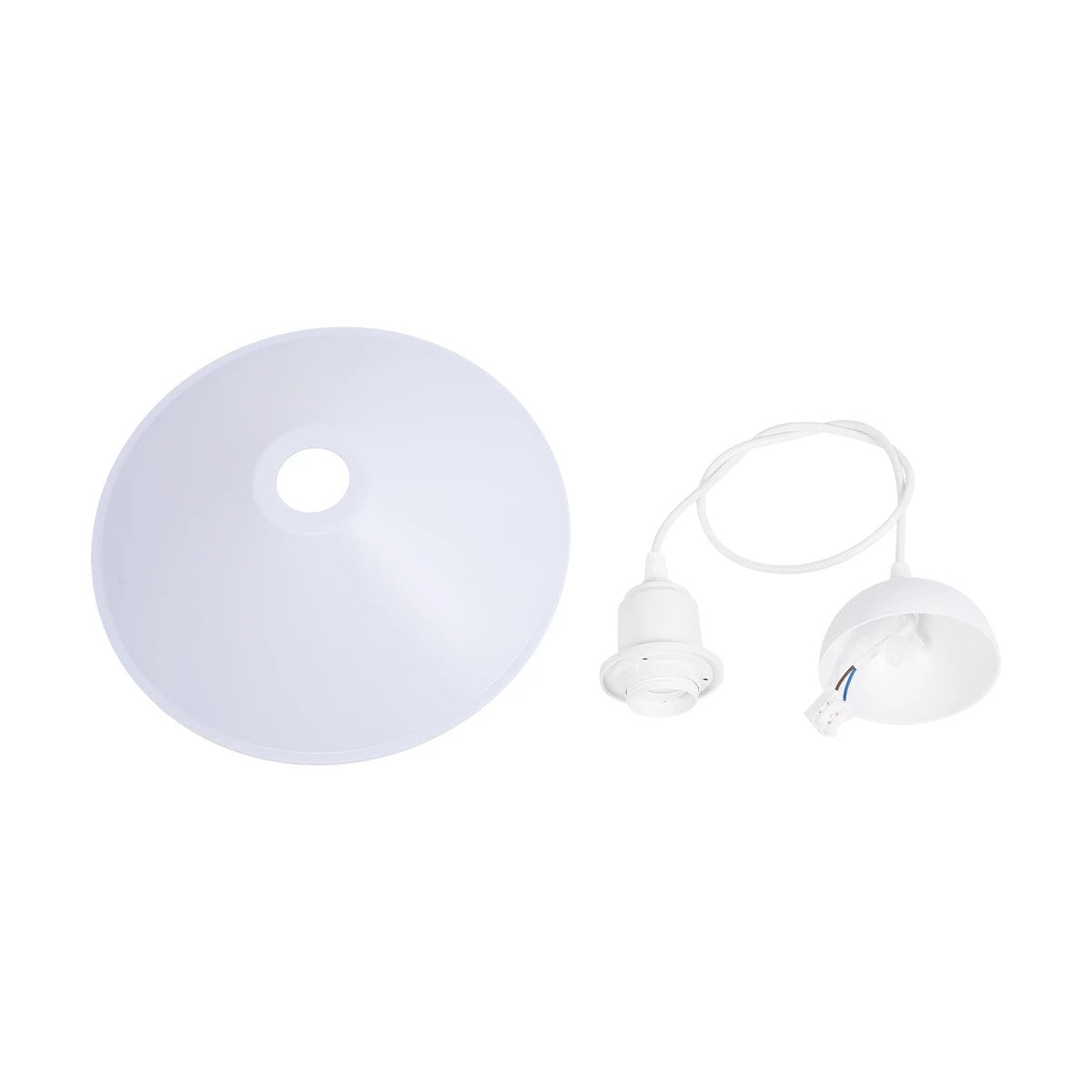 GloboStar® FERRO 203-0087 Μοντέρνο Κρεμαστό Φωτιστικό Καμπάνα Μονόφωτο 1 x E27 IP20 Λευκό Πλαστικό - Μ30 x Π30 x Υ15cm - ledmania.gr